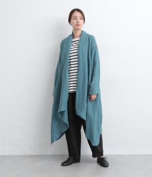 リネンシャンブレーガウン風羽織(ターコイズ-F)