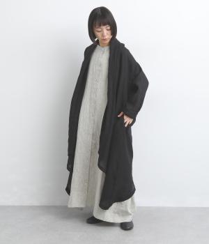 リネンシャンブレーガウン風羽織(ブラック-F)
