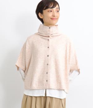 ポリコットンニット前あきポンチョ(アイボリー-F)