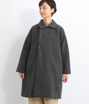 ヘリンボーン襟付きダブルコート(チャコール-F)