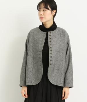ウールツイードノーカラージャケット