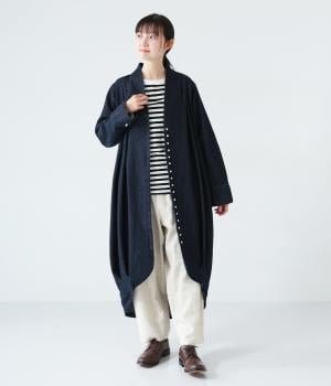 リネンコットンデニムコクーンジャケット(インディゴ-F)