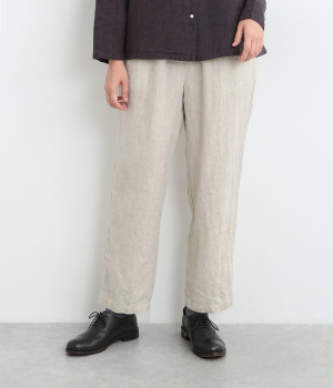 14番手リネン テーパードパンツ(キナリ-ONESIZE)