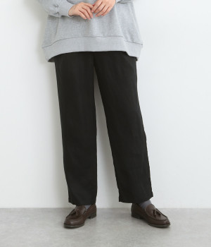 14番手リネン テーパードパンツ(ブラック-ONESIZE)