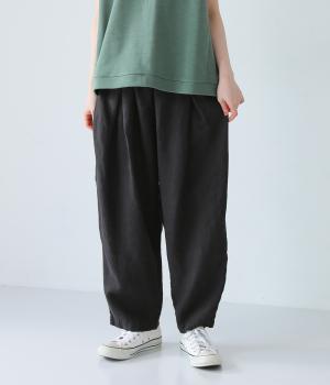 9番手リネンタックパンツ(ブラック-ONESIZE)