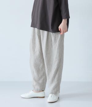 9番手リネンタックパンツ(グレージュ-ONESIZE)