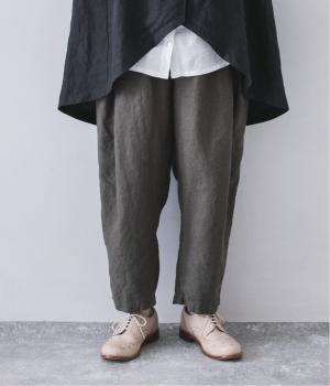 9番手リネンタックパンツ(チャコール-ONESIZE)