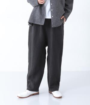 9番手リネンサルエルパンツ(ブラック-F)