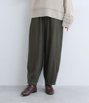 コットンリネン起毛コクーンパンツ(チャコール-F)