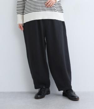 コットンリネン起毛コクーンパンツ(ブラック-F)