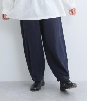 コットンリネン起毛コクーンパンツ(ネイビー-F)