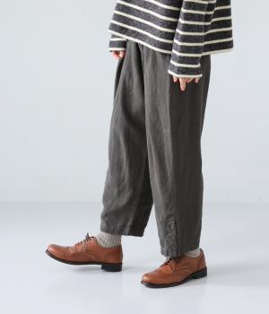 コットンリネン起毛ファスナーあきパンツ(チャコール-F)