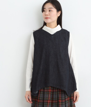 コットンリネンデニム 2wayベスト