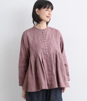14番手ワイドピンタック前あきブラウス(ダスティパープル-F)