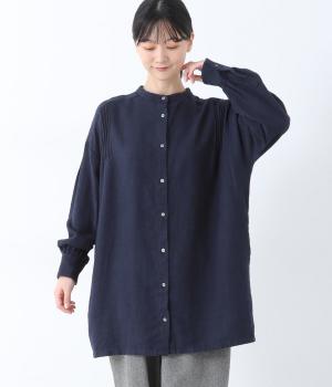 コットンリネンピンタックチュニック(ネイビー-F)