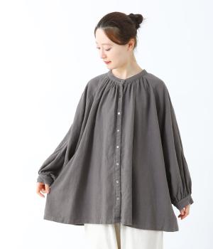 コットンリネン袖切り替えブラウス