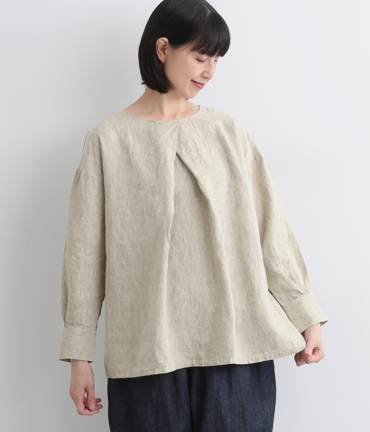9番手リネン前タックプルオーバー(グレージュ-F)