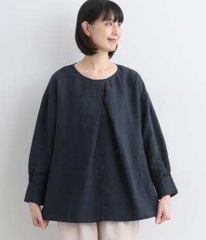 9番手リネン前タックプルオーバー(ネイビー-F)