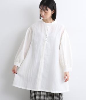 コットンリネンオックス多ボタンチュニック(オフ-F)