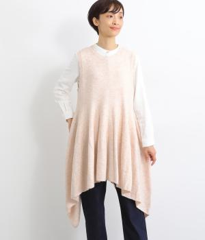 ポリコットンニットロングベスト