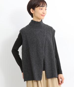 ポリコットンニット前後差ベスト(チャコール-F)