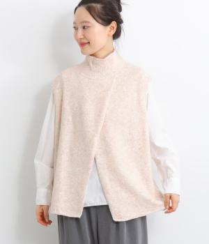 ポリコットンニット前後差ベスト(アイボリー-F)