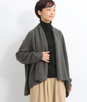 アクリルウール鹿の子編みカーディガン(チャコール-F)