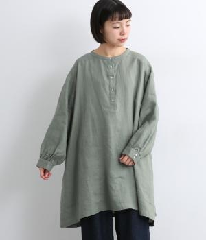 ボリューム袖ヘンリーあきチュニック(ダルグリーン-F)