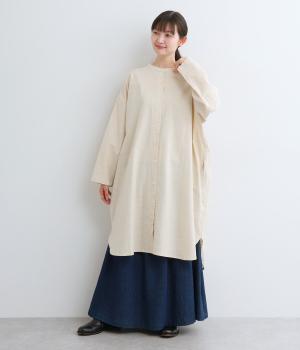 コットンリネンバンド襟チュニック