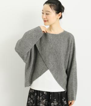 アクリルウール鹿の子編みプルオーバー(グレー-F)