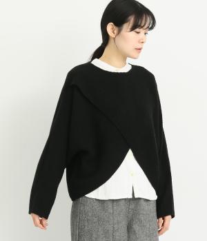 アクリルウール鹿の子編みプルオーバー(ブラック-F)