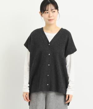 ポリコットンニットカーディガン(チャコール-F)