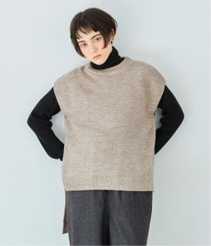 アクリルウール鹿の子編みベスト(ベージュ-F)