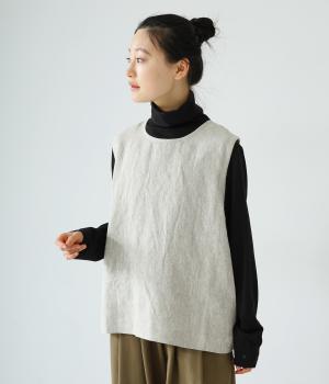 9番手リネン前後差ベスト(グレージュ-F)