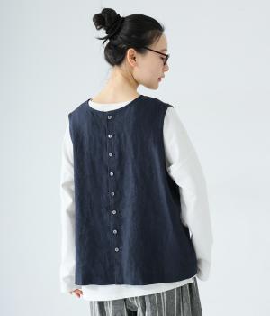 9番手リネン前後差ベスト(ネイビー-F)