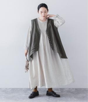 14番手リネン2wayピンタックワンピース(キナリ-ONESIZE)