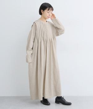 14番手リネンテレコタックワンピース(キナリ-F)