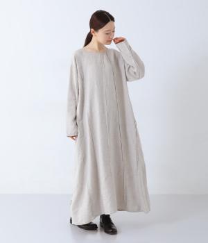 14番手リネンランダム切り替えワンピース(キナリ-F)