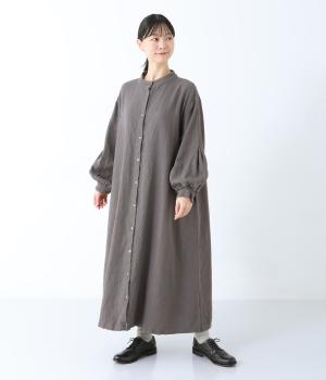コットンリネンボリューム袖ワンピース