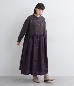 14番手リネン×9番手リネンギャザーワンピース