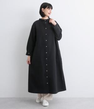 コットンリネンダブルガーゼ2wayワンピース(ブラック-F)