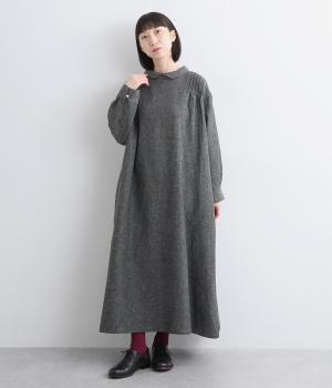 コットンリネンダブルガーゼ2wayワンピース(グレー-F)