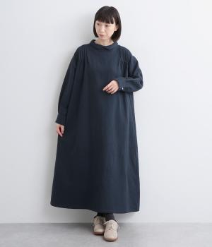 コットンリネンダブルガーゼ2wayワンピース(ネイビー-F)