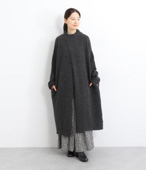 ポリコットンニット重ねワンピース(チャコール-F)