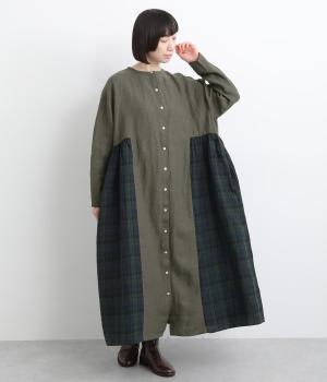 9番手リネン×14番手リネンギャザーワンピース