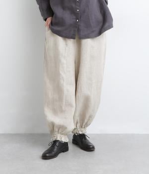 14番手リネン裾ゴムパンツ
