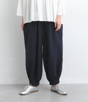 14番手リネン裾ゴムパンツ(ネイビー-F)