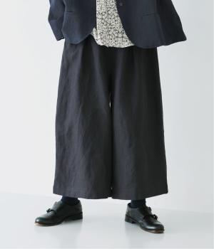 9番手リネンファスナーあきワイドパンツ