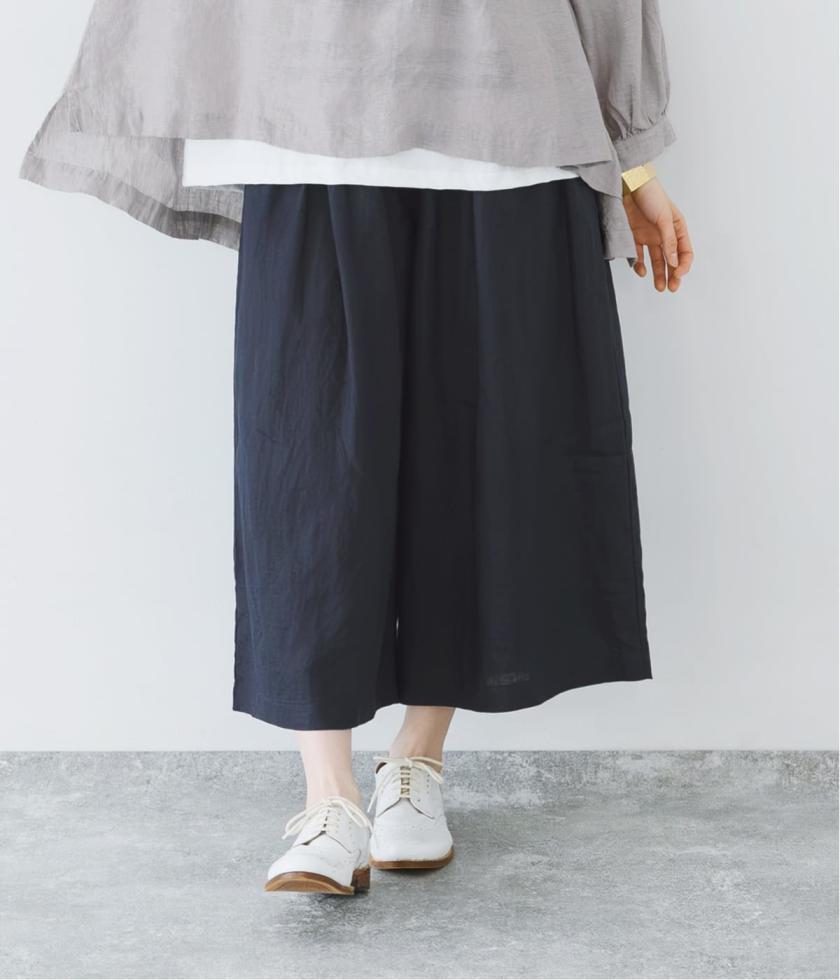 14番手リネンワイドギャザーパンツ