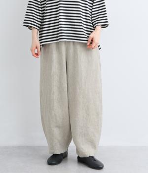 9番手リネン　バルーンパンツ(グレージュ-F)